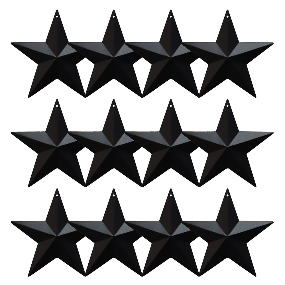 MGSYPHOME Metal Star Hanging Ornament, 3.8 Inch Black Barn Star for Home Deco...