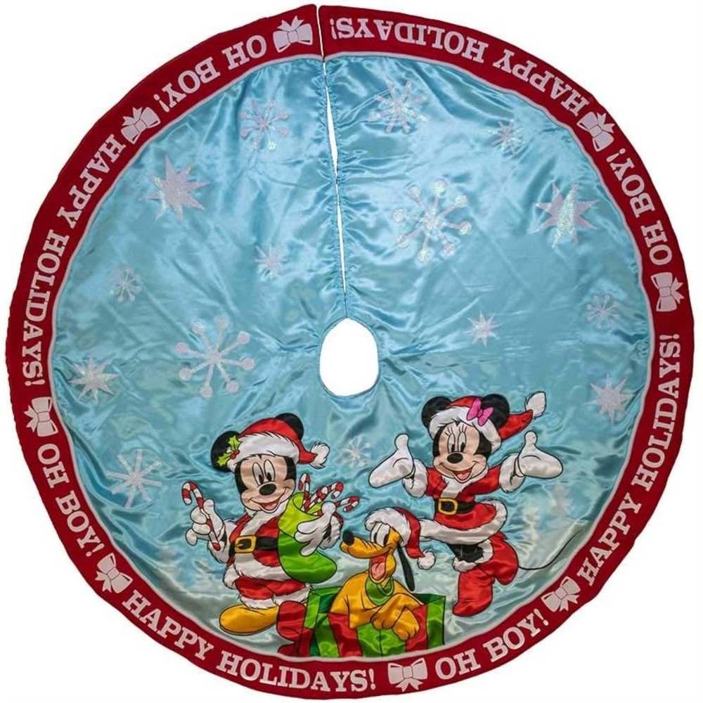 Kurt Adler 48in Christmas Satin Tree Skirt Featuring Mickey and Minnie