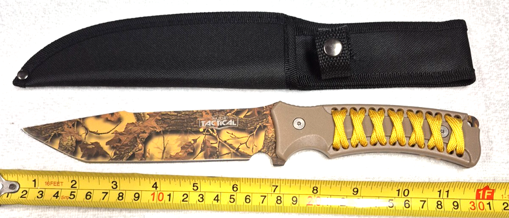 12-Inch Full Tang Tactical Hunting Knife with Nylon Sheath & Belt Loop
