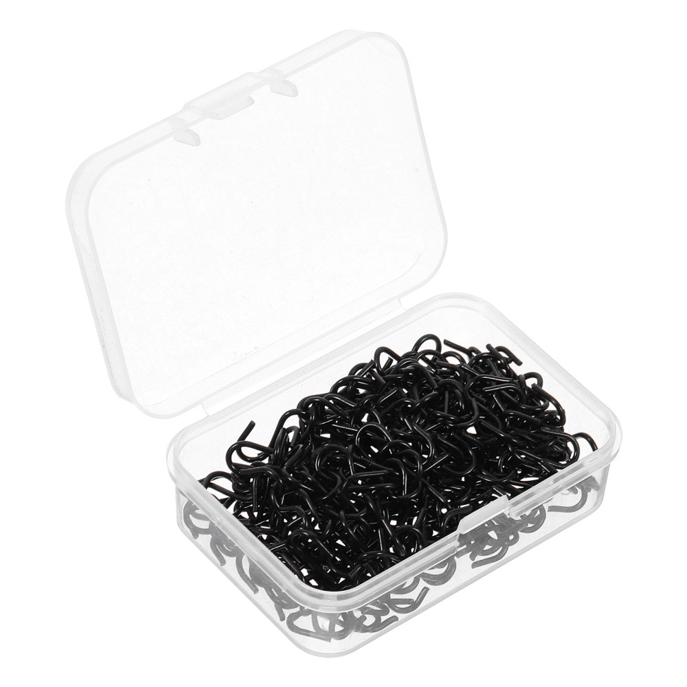 200 Black Hook Shaped Ornament Hangers for Mini Crafts