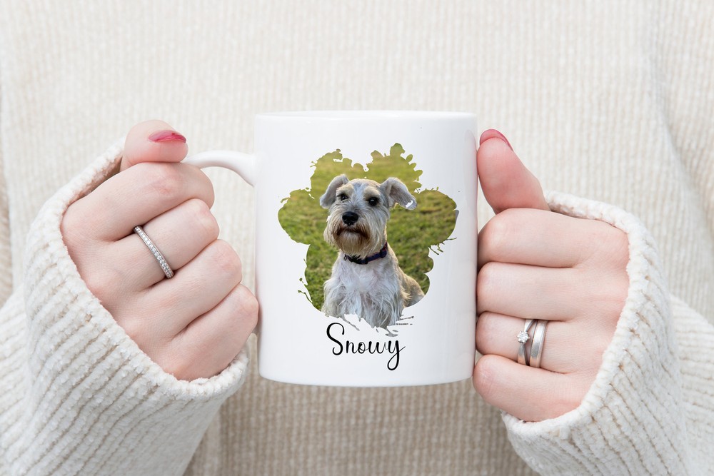 Custom Pet Coffee Mug Personalized Mugs Paw Print Splash Pet Picture Photo Mug