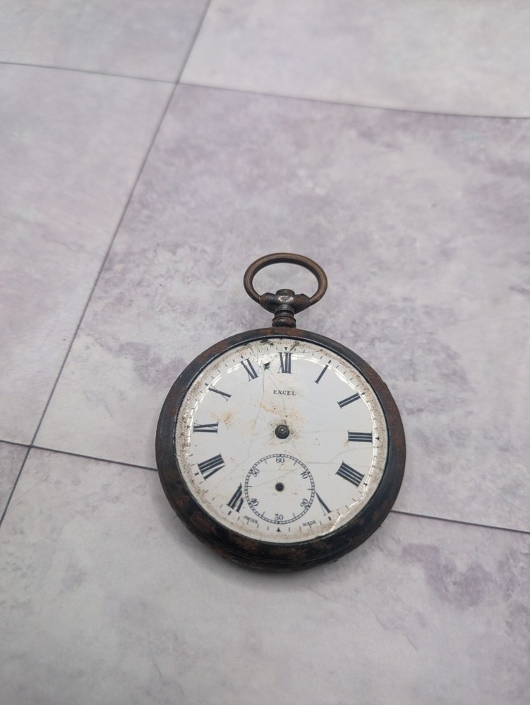 Vintage Excel Pocket Watch For Parts Rusty Untested As Is