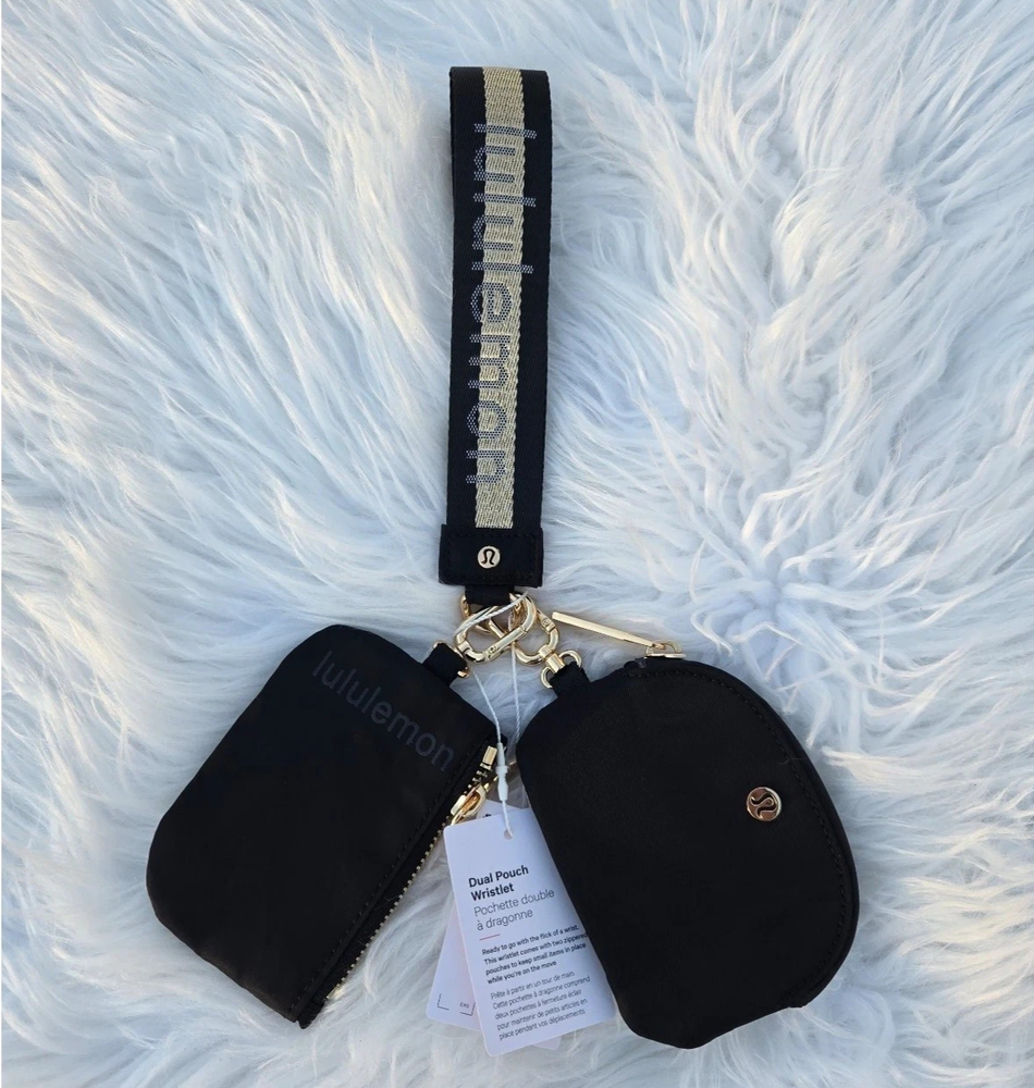 Lululemon Dual Pouch Wristlet Wallet Accessory Keychain Bag Black PRICE IS FIRM