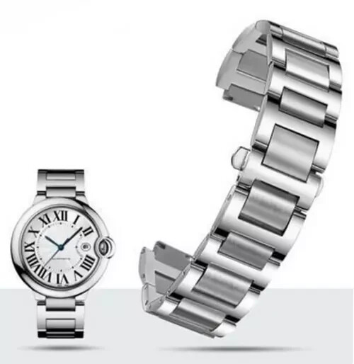 12x20mm Solid Stainless Steel Strap for Cartier Blue Balloon Watch