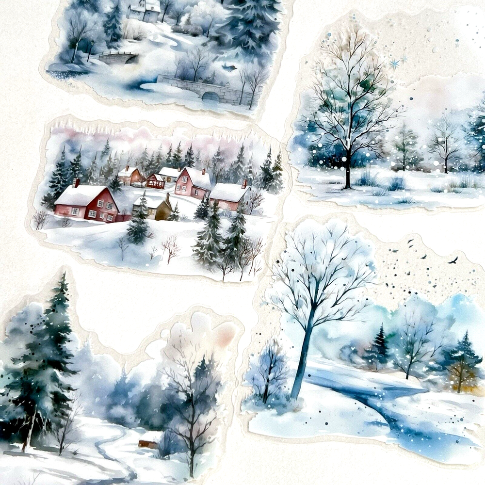 Winter Snow Country Stickers Christmas Scrapbooking Collage Journals Cards