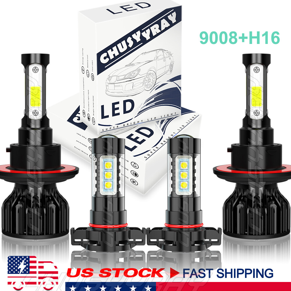 For Jeep Patriot 10-17 LED Headlight High/Low Beam + Fog Light Bulbs