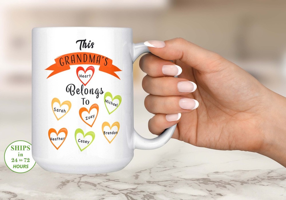 Heart Personalized Grandma Mug Persoanlzied Grandma Gift Hearts Grandma Gift