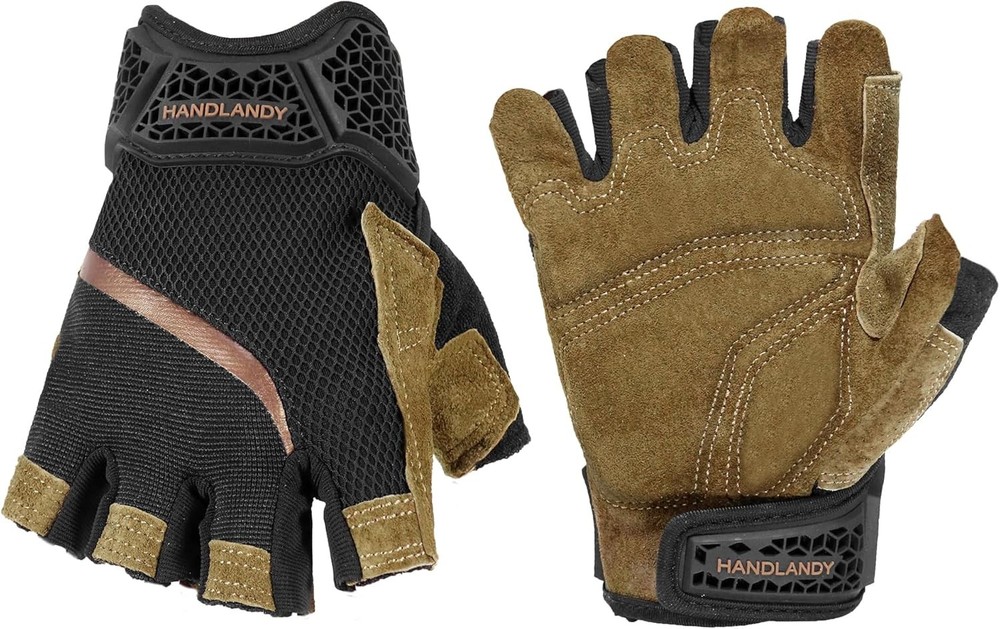 HANDLANDY Fingerless Work Gloves for Mens & Women
