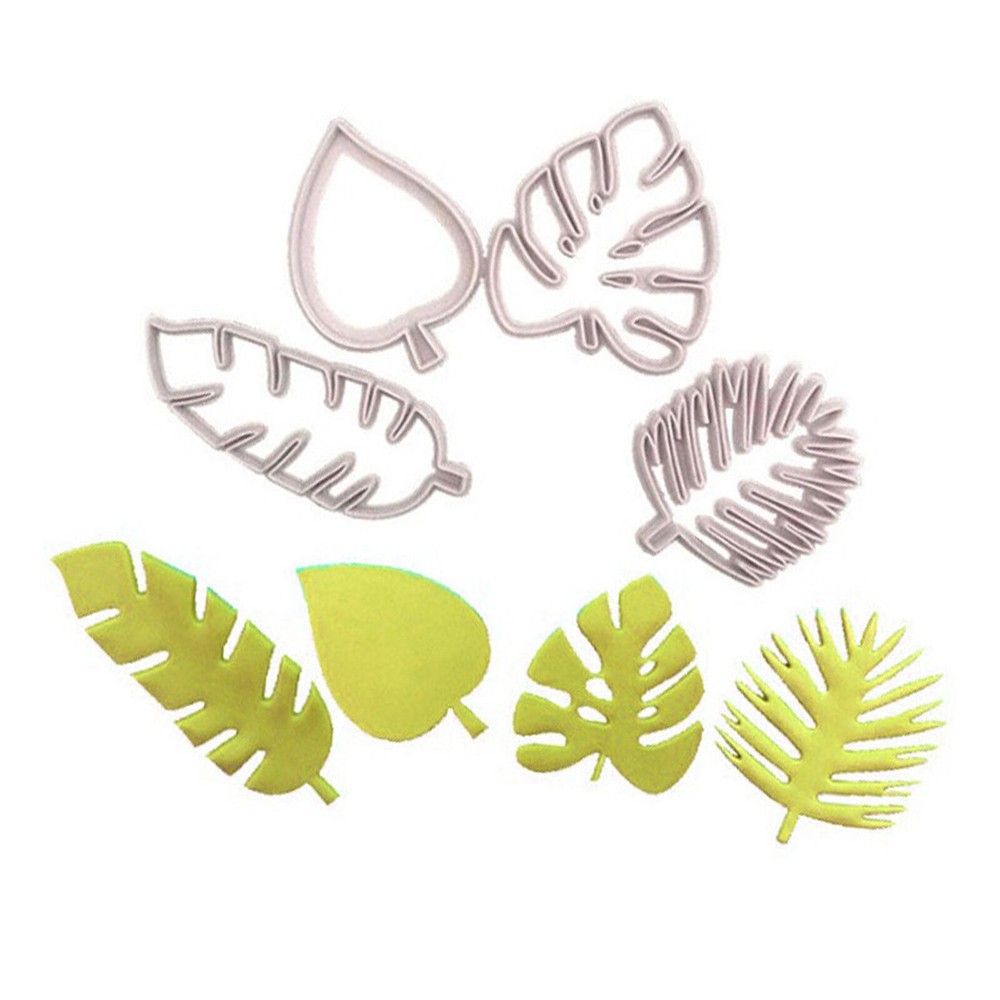 4Pcs Tropical Palm Leaf Cookie Cutters for Luau Party Baking Decor