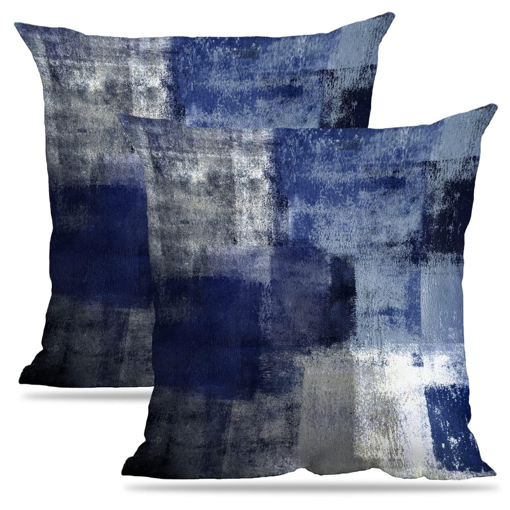 Set of 2 Blue Art Artwork Contemporary Decorative Gray Home Decorative Throw ...