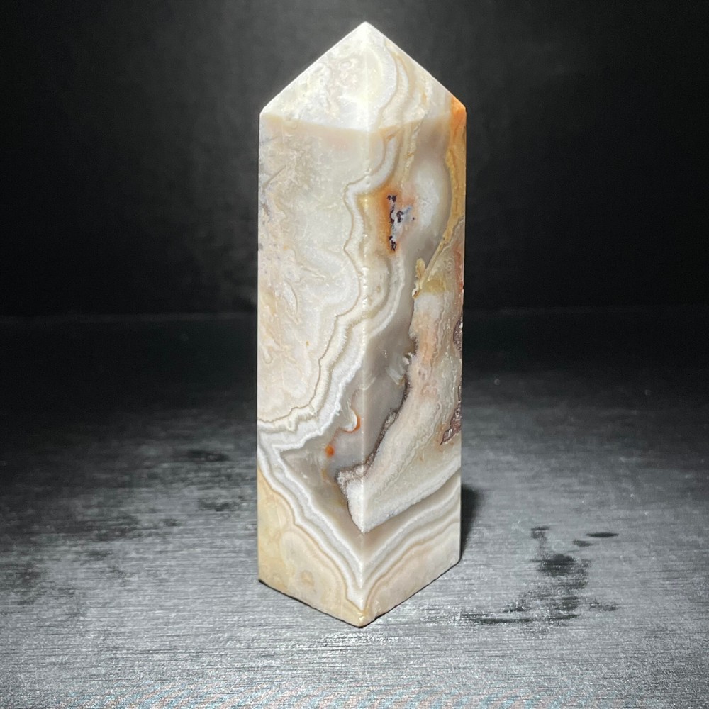 83G Natural Mexican agate Obelisk Quartz Crystal tower Point reiki decor