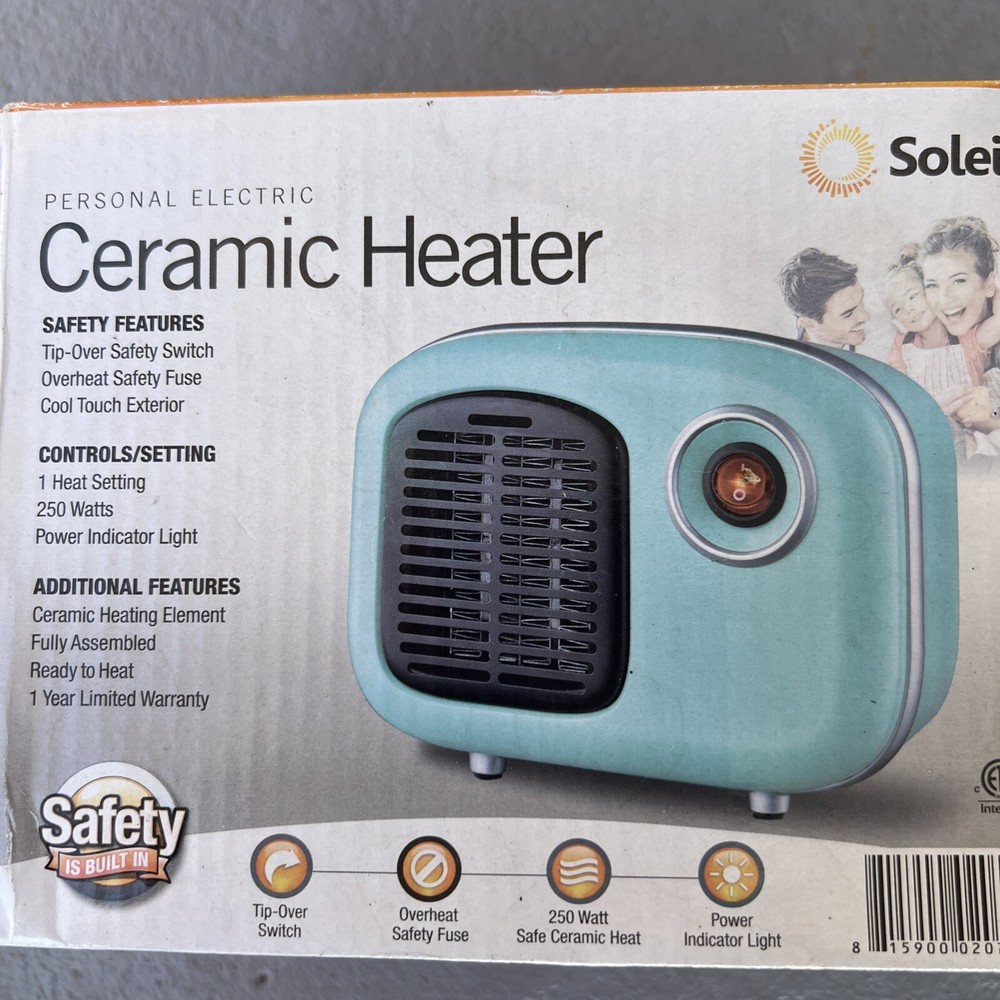 Soleil Personal Ceramic Mini Electric Portable Heater Blue - MH-08M