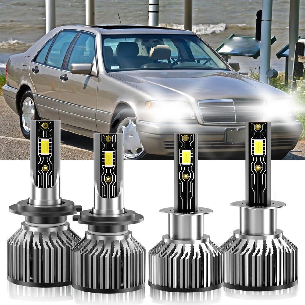 For Mercedes-Benz S320 1995-1999 H1 H7 LED Headlight High Lo Beam Bulbs 26000LM