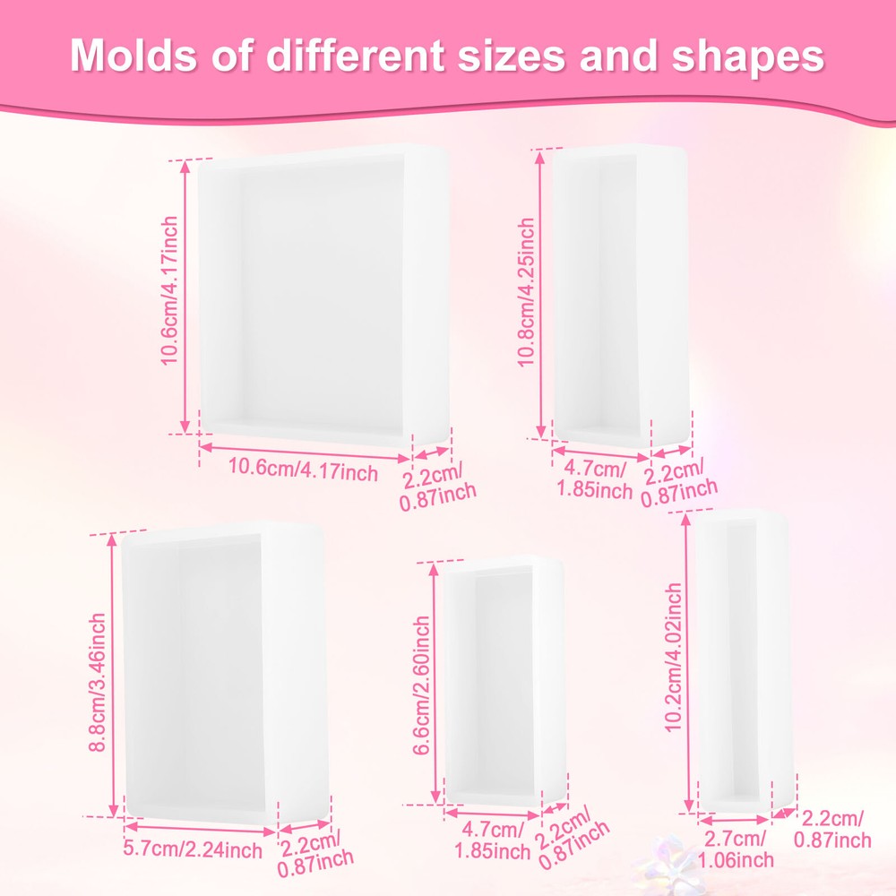 10 Pcs Epoxy Resin Molds Silicone Resin Casting Molds Square Rectangle paFAI