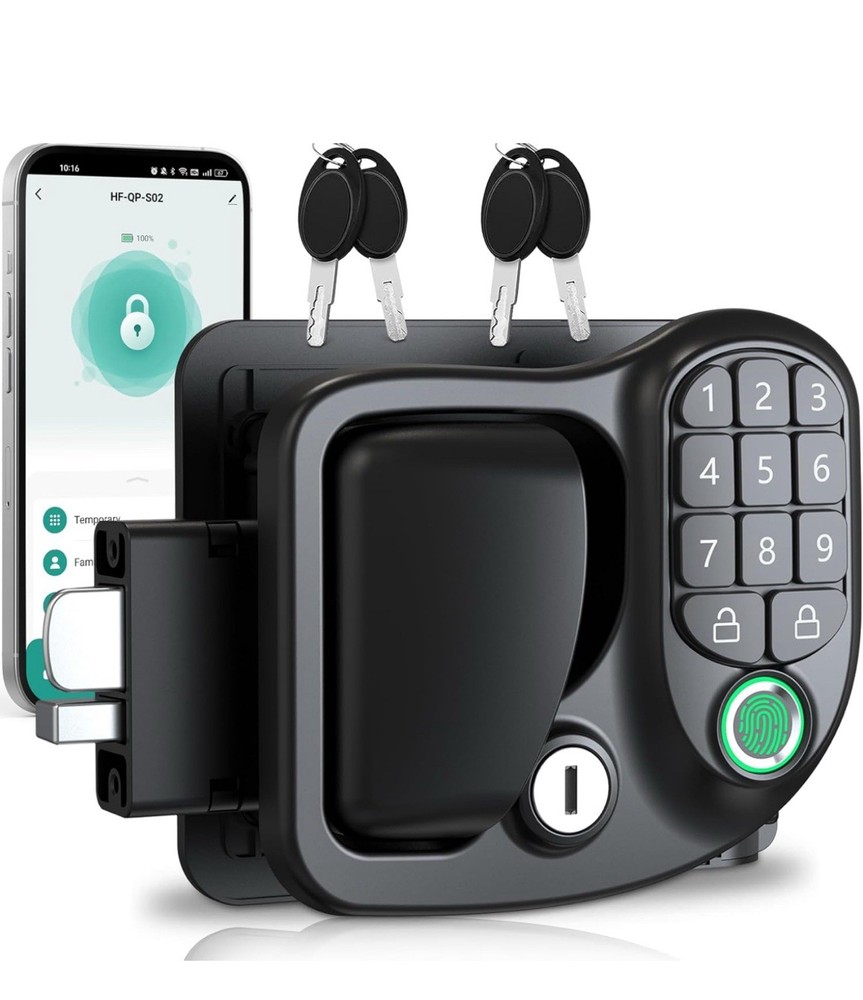 Smart Electronic RV Door Lock with Fingerprint Scan - WODLI HF-QP-S02 (Black)