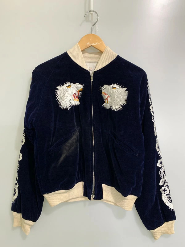 Men'S Vintage 50S Byakko Ryu Japan Map Reversible Souvenir Jacket Sukajan 146-24