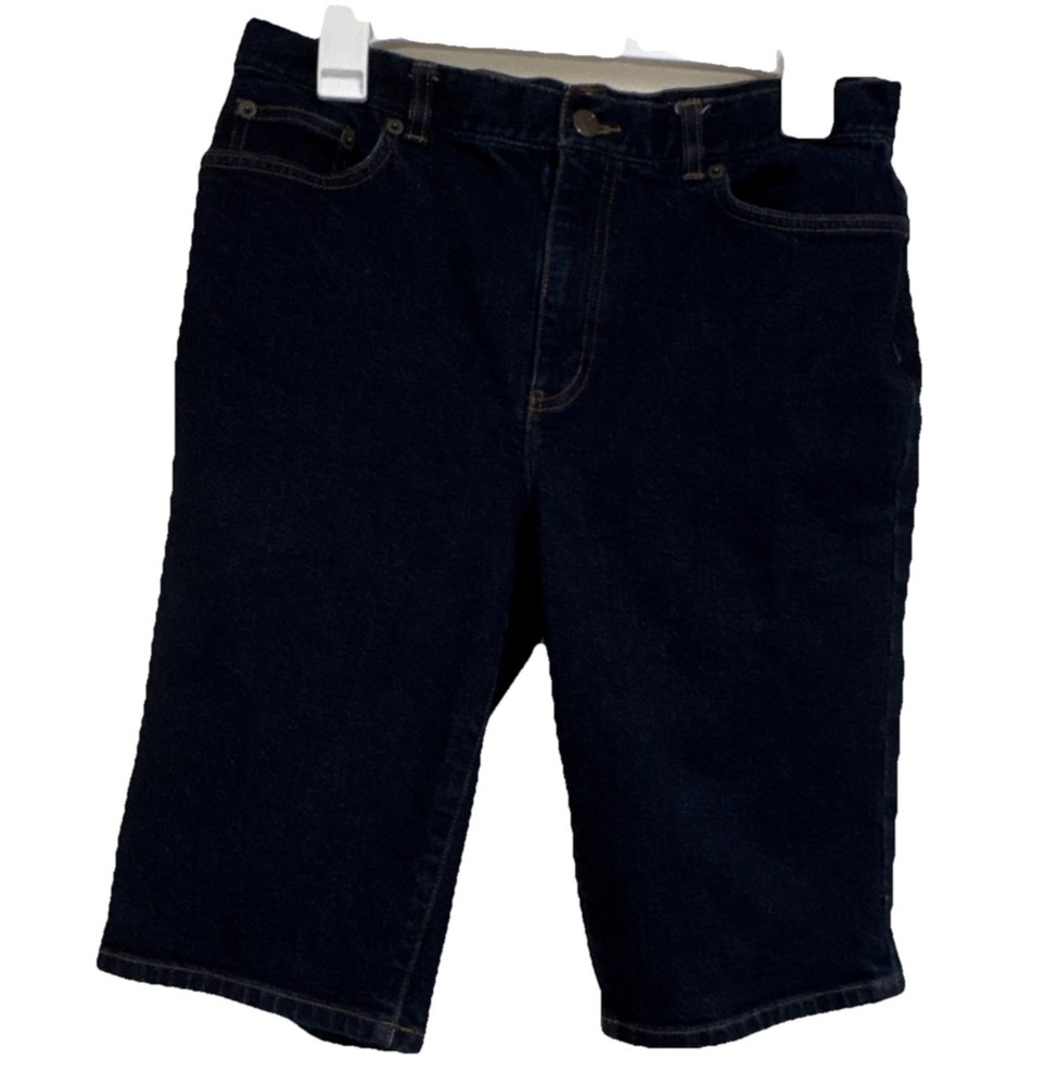 Lauren Jeans Co. Ralph Lauren Dark Blue Bermuda Stretch Denim Shorts Womens 10