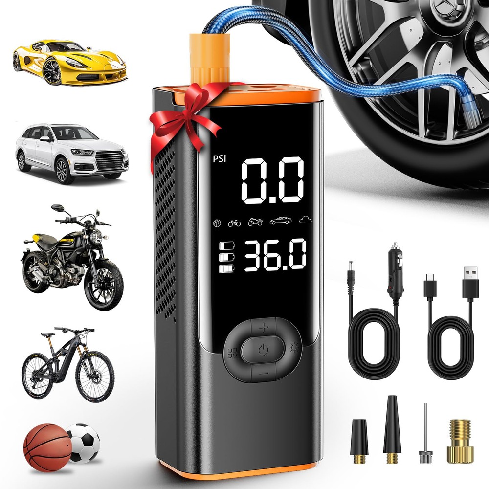 Tire Inflator Portable Air Compressor, 180PSI Air Pump for Car Tires with 250...