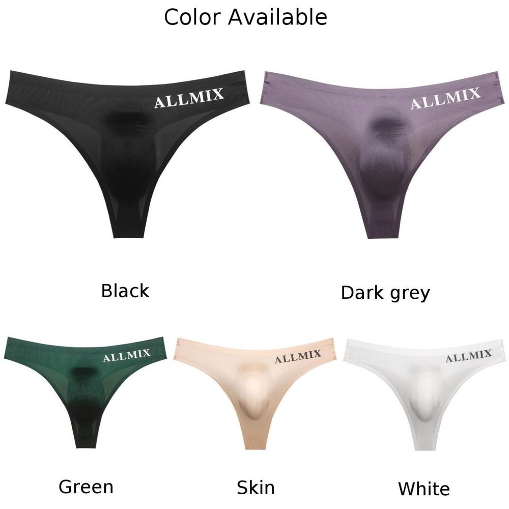 Men Pouch Ice Silk Briefs Sport Thong Sexy Middle Waist Panties Underwear Shorts