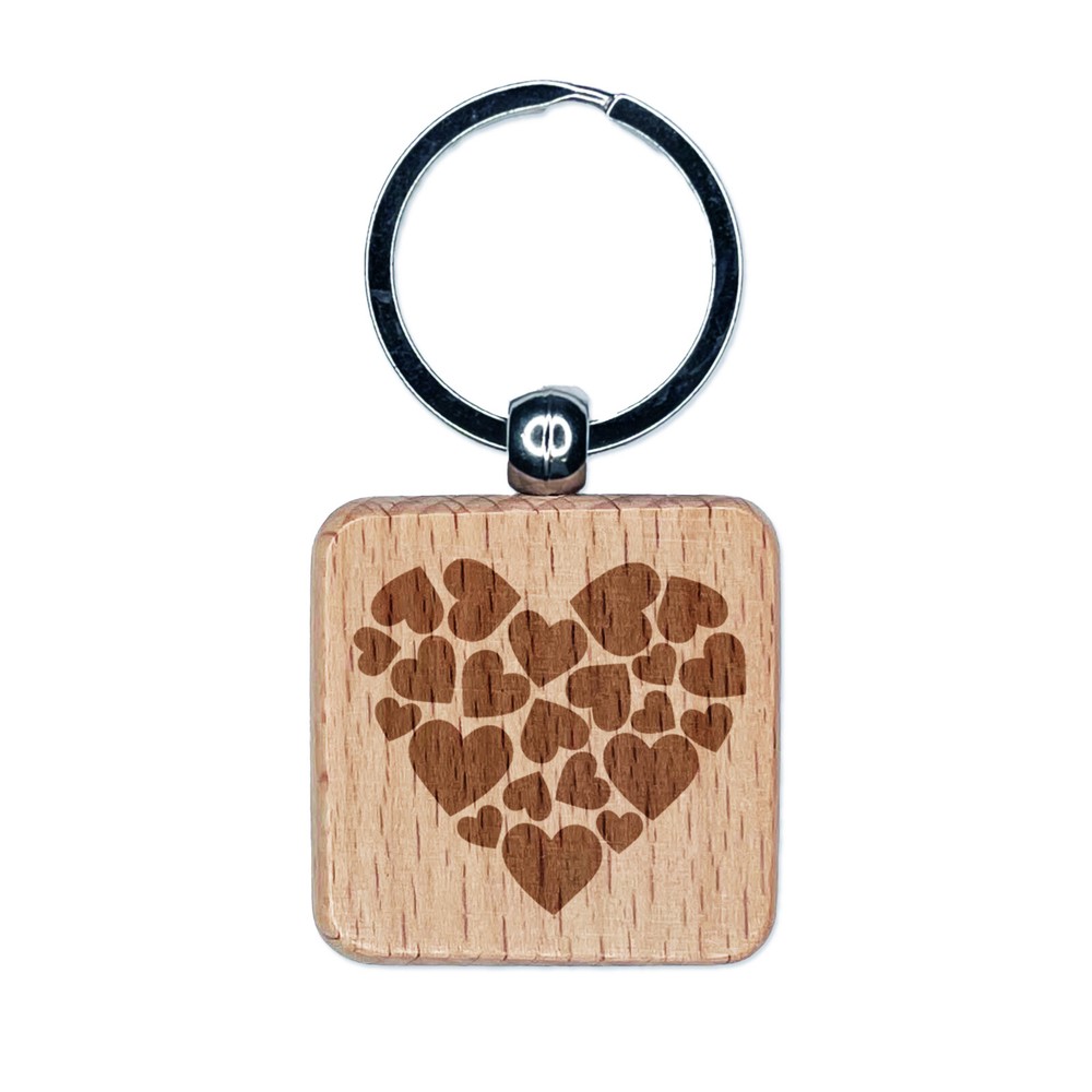 Valentine's Day Wood Keychain with Heart Engraving