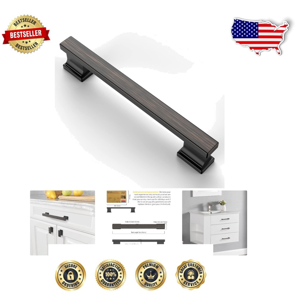 Stylish 10 Pack of 5-Inch Oil Rubbed Bronze Handles - For Cabinets & Drawers