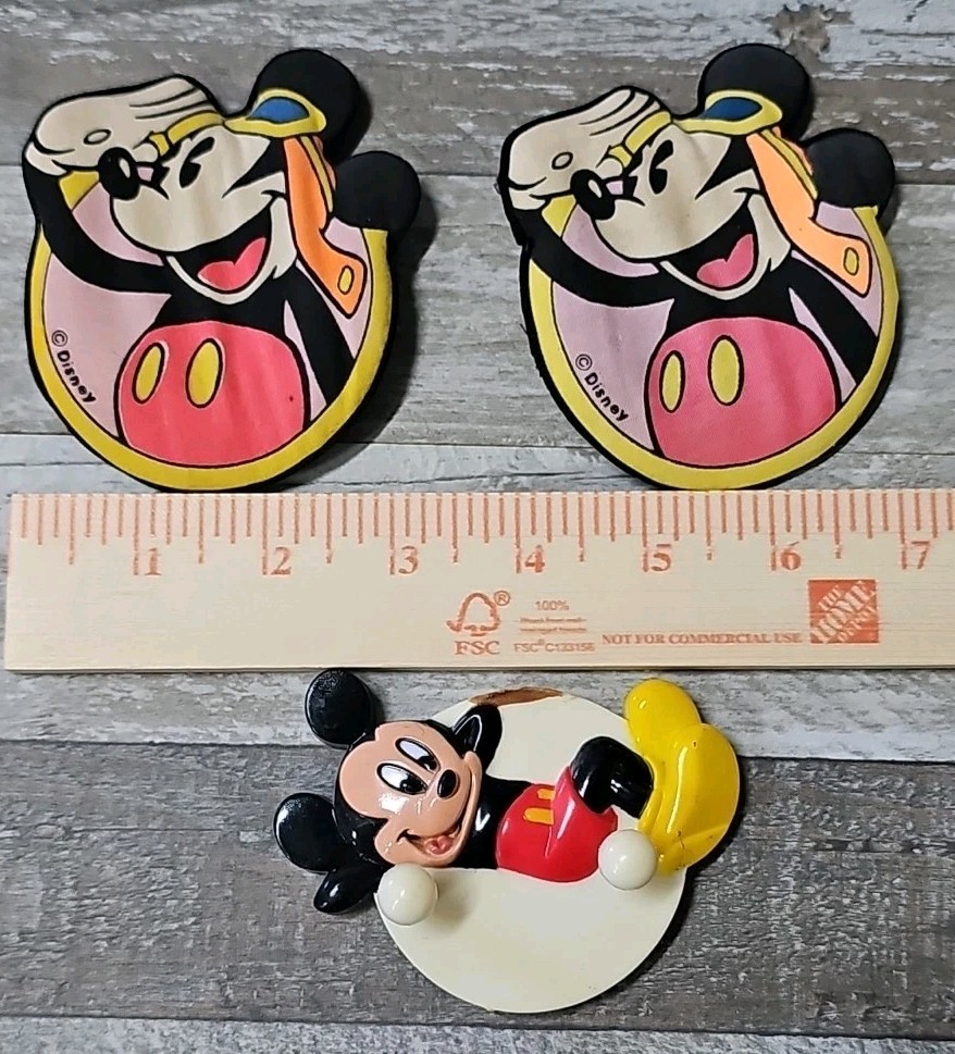 Vintage Mickey Mouse Magnets Lot Of 3