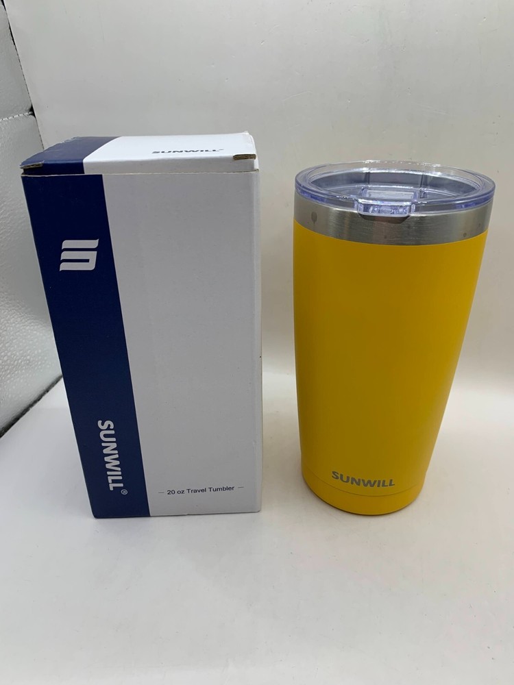 Travel Tumbler 20 oz. Strainless Steel Double Wall Insulation BPA Free Yellow