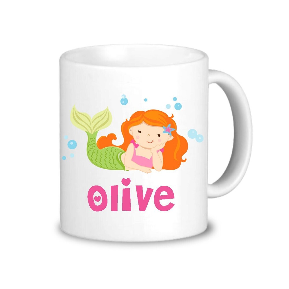 Personalized Mermaid Mug Ocean Mermaid Drinkware Cup Mug You Pick Hair Color