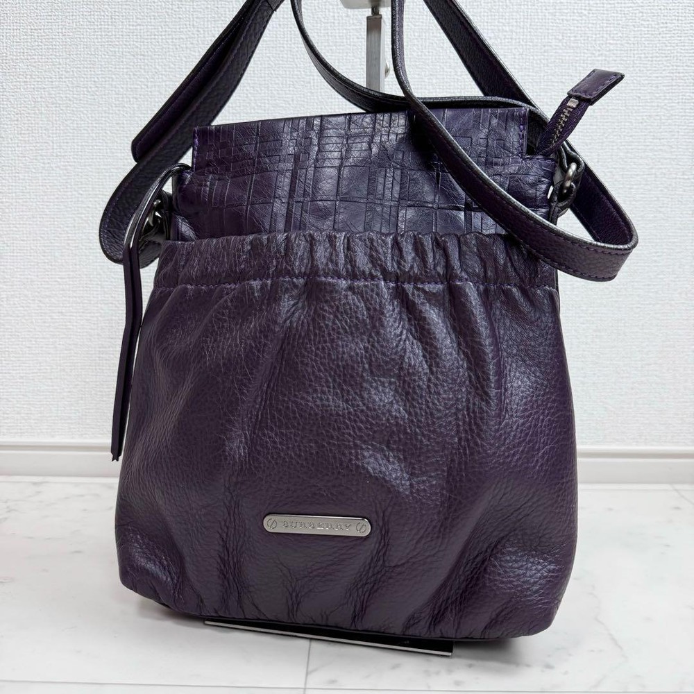 Burberry Shoulder Bag Nova Check Leather Purple Authentic F1105126