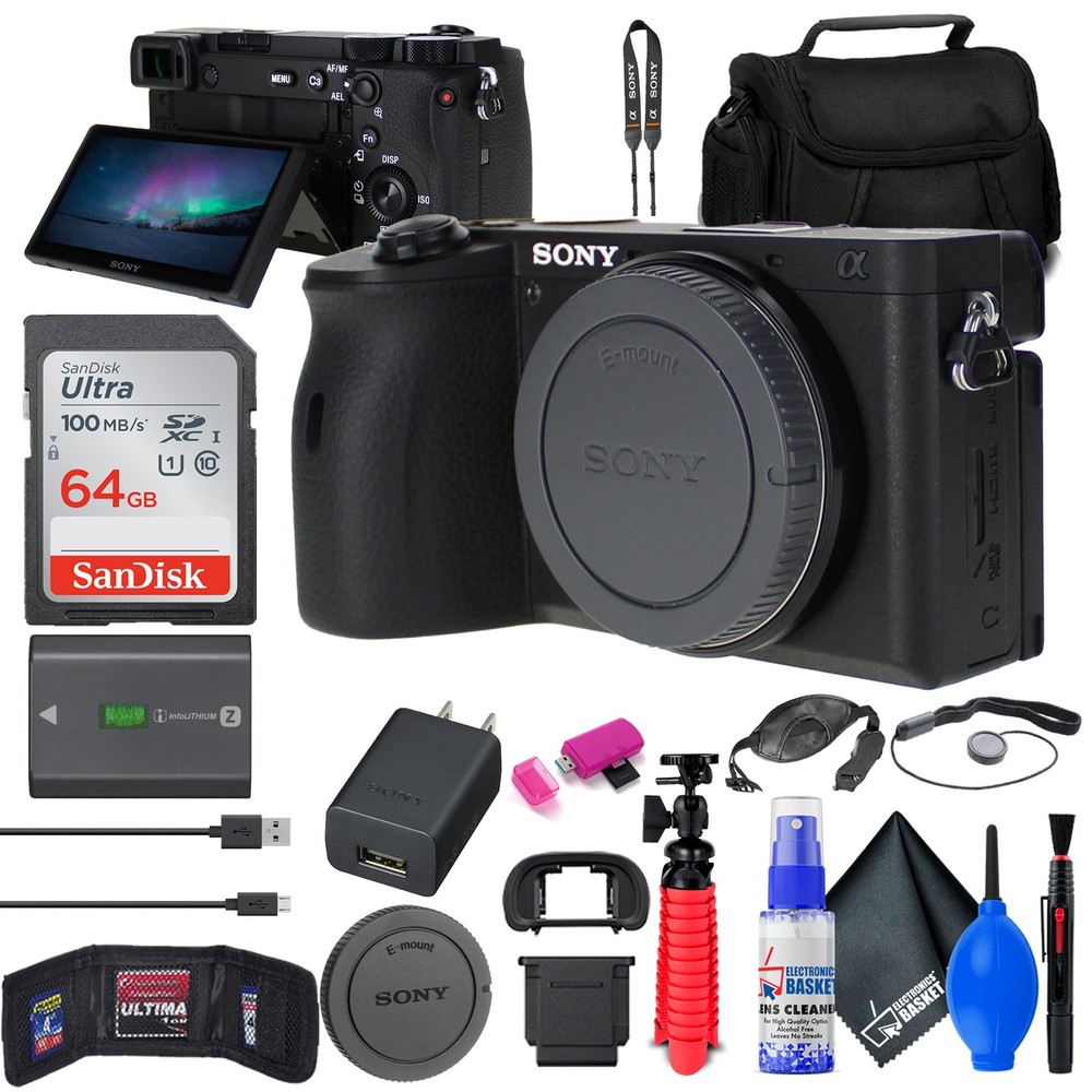 Sony a6600 Mirrorless Camera Bundle with 64GB Card Case Tripod Accessories