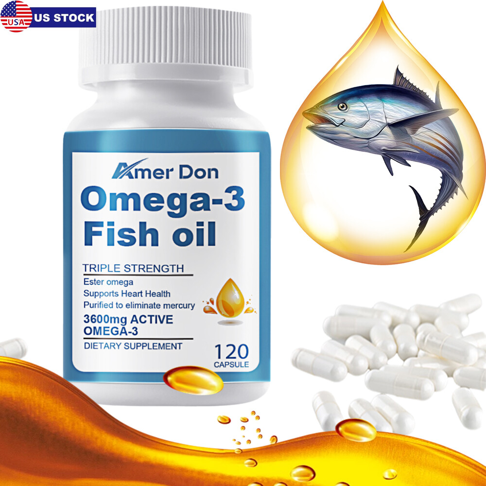 Organic Alaskan Deep Sea Fish Oil Omega 3 DHA EPA 3600mg 120 Capsules USA Made