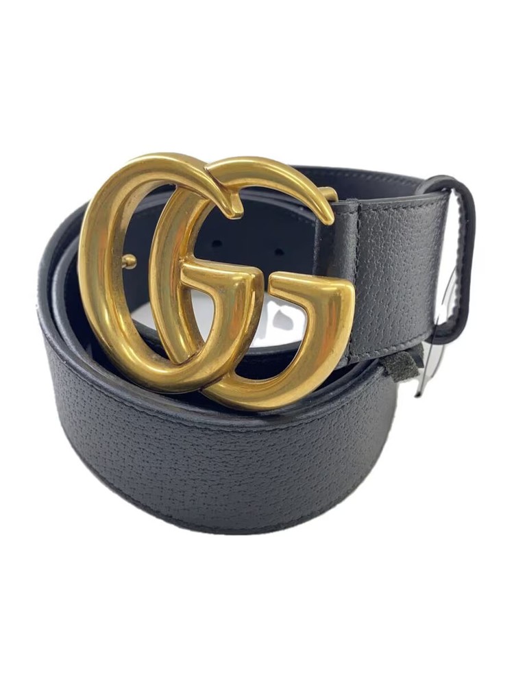 Gucci Men's Leather Belt 406831 DJ20T Black Gold Buckle  