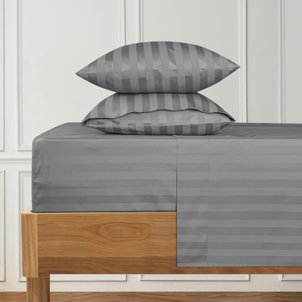 URBANHUT 1000 Thread Count Egyptian Cotton Sheets Damask Striped Queen Size, ...