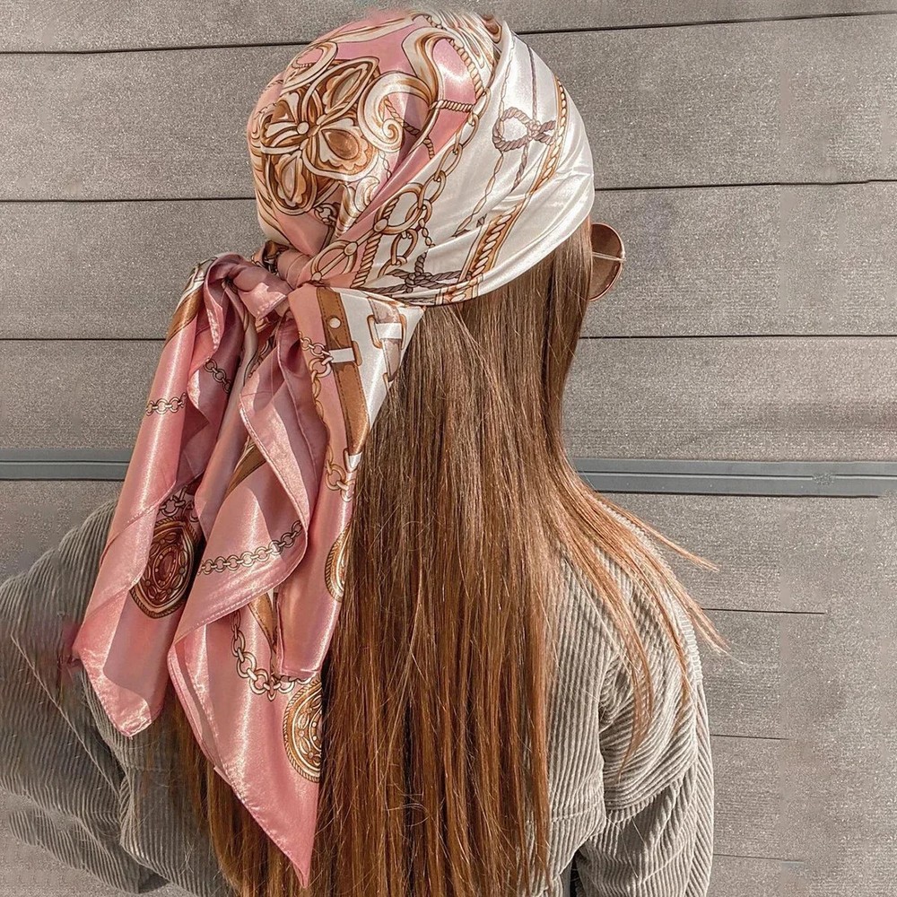 90x90cm Silk Scarf for Women - Versatile Headwrap Hijab for All Seasons