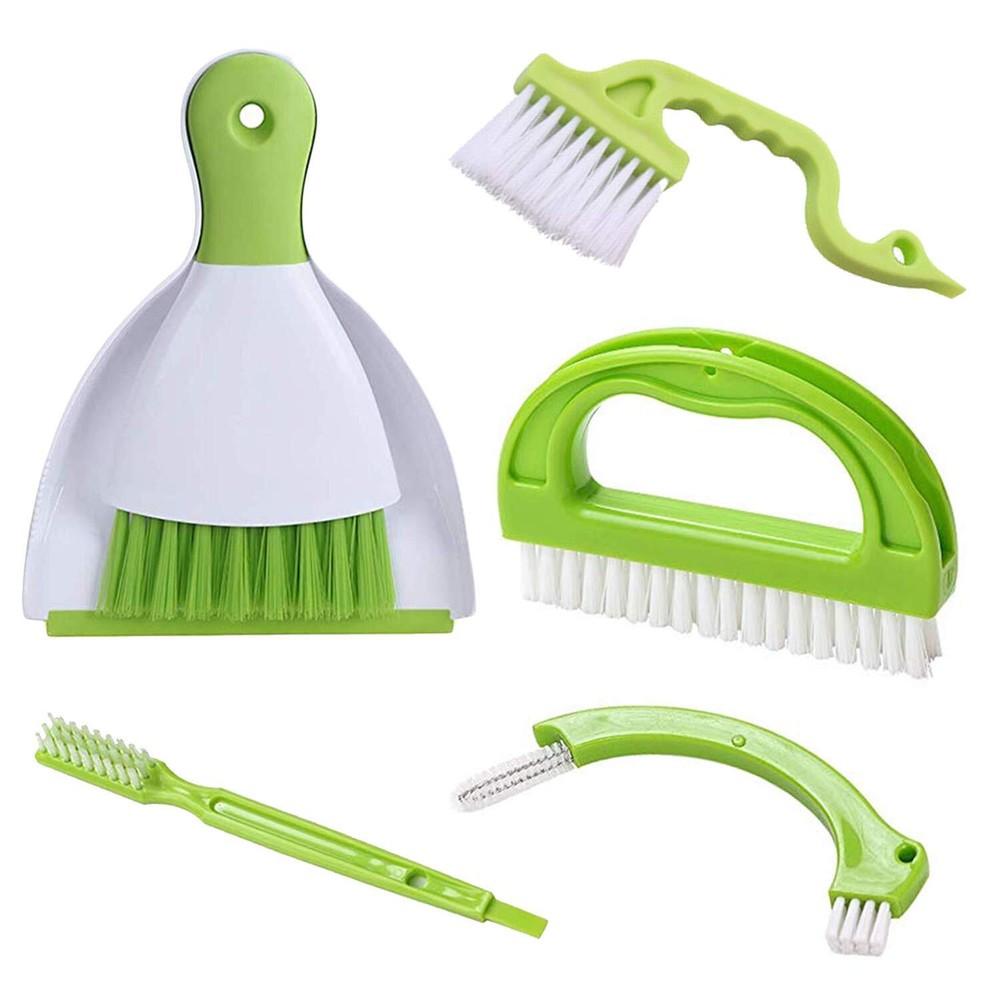 Handheld Dustpans Grout Brush Groove Gap Cleaning Tools Set 5 Pack Green Abs Pla