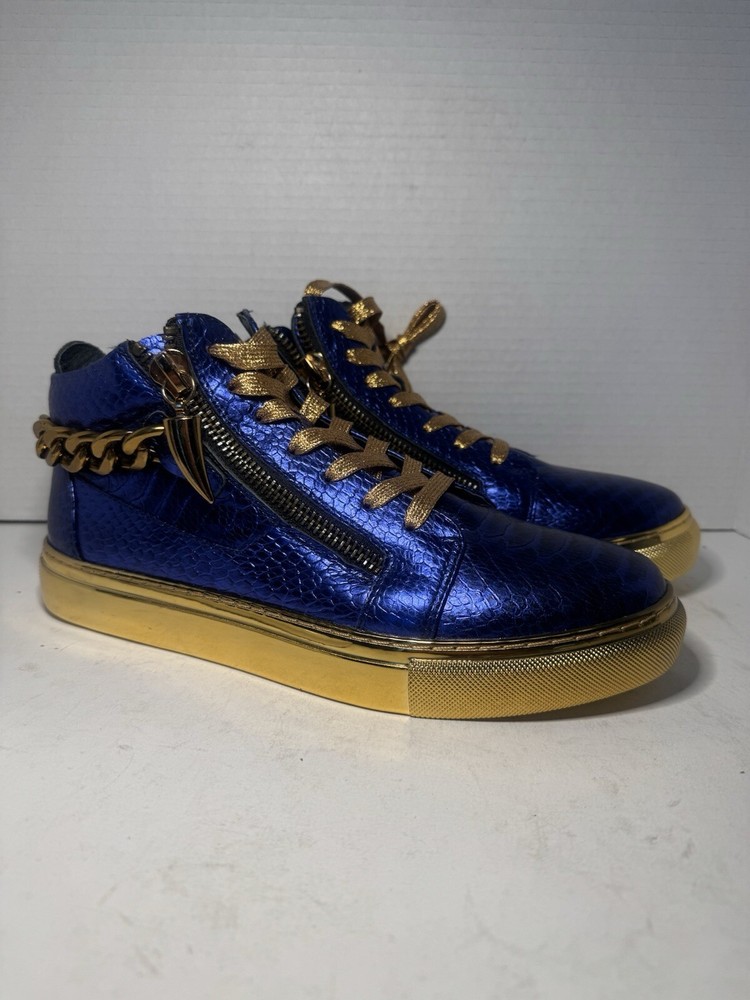 Jump Newyork Men's Leather Zack Chain Round Toe Lace-Up Sneakers Size 9