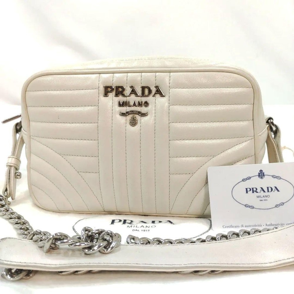 Prada Diagram Quilted Leather Camera Bag in White with Reviews