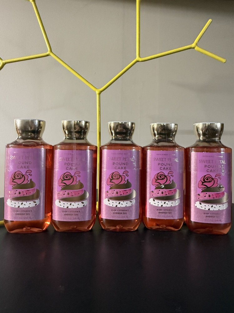 5 New SWEET PETAL POUND CAKE 🧁 BATH & BODY WORKS SHOWER GEL BODY WASH