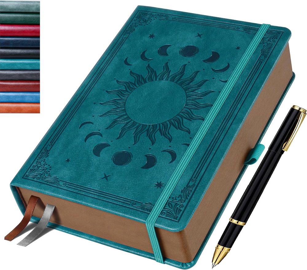 Sun & Moon Lined Journal Gift Set - 360-Page Hardcover Notebook with Pen