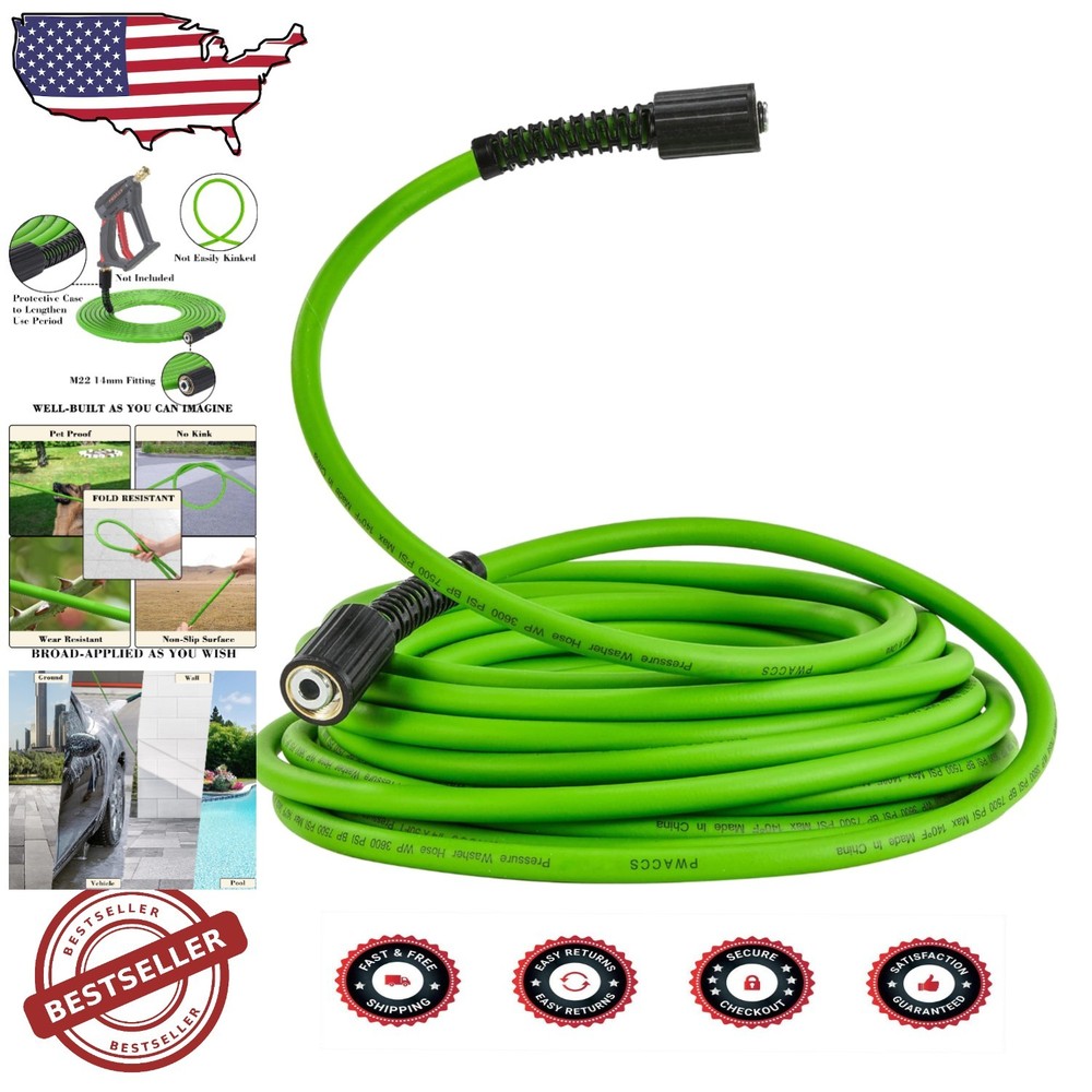 25FT 3600 PSI Power Washer Hose – Lightweight Strong Effortless Cleaning