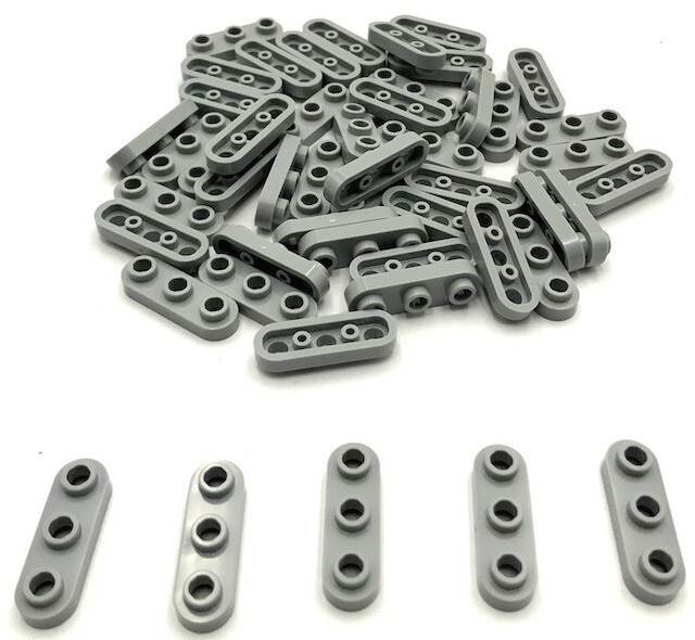 Lego 50 New Light Bluish Gray Plates Round 1 x 3 with Open Studs Parts