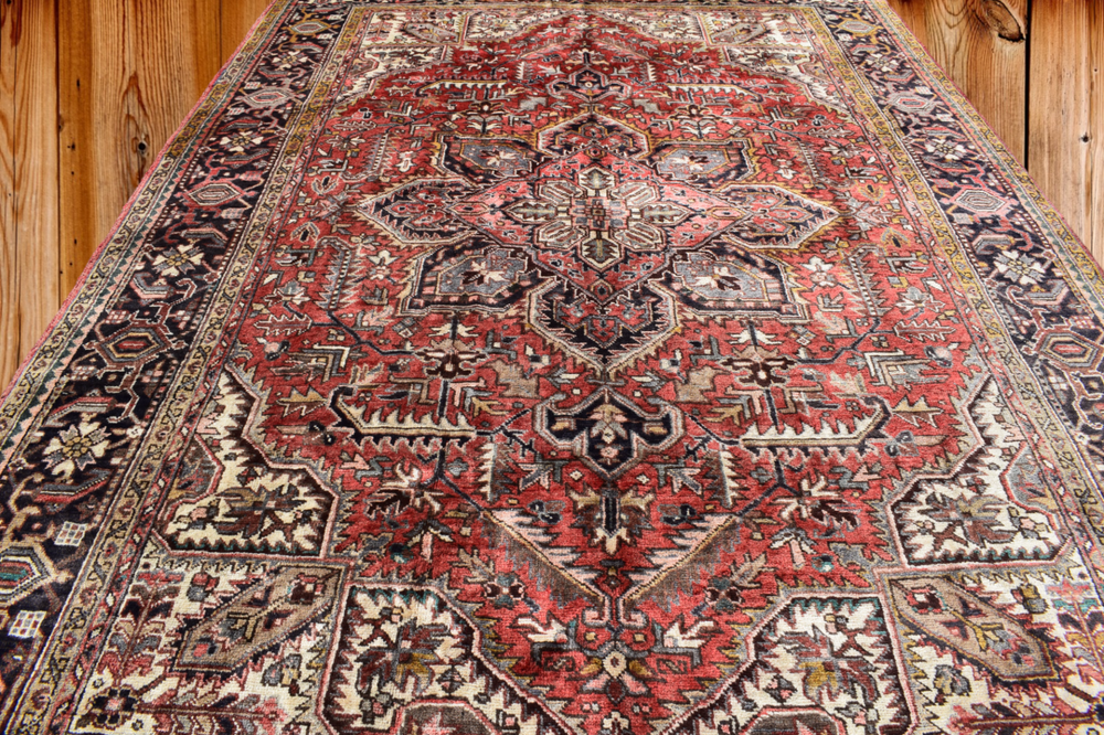 Vintage Geometric Heris Caucasian Handmade Wool Area Rug Oriental Carpet 8 x 11