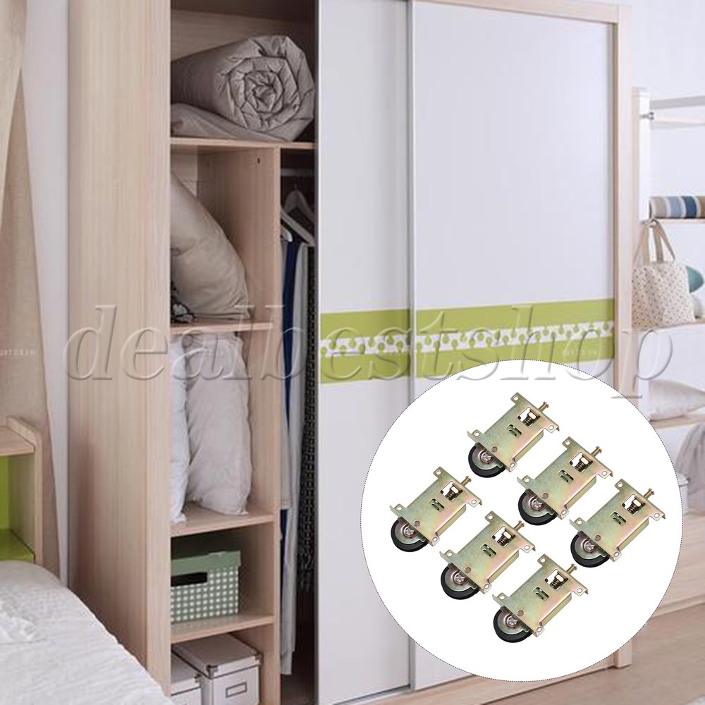 6 Zinc Plated Sliding Door Roller Wheels with Ball Bearings