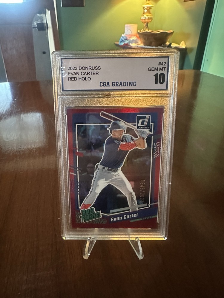 2023 Panini Donruss Rated Prospect Evan Carter RC Red Holo PSA 10 Gem Mint