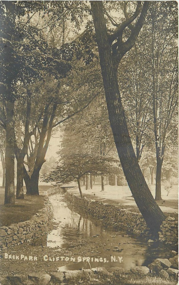 C-1910 Clifton Springs New York Back Park RPPC Postcard 25-9555