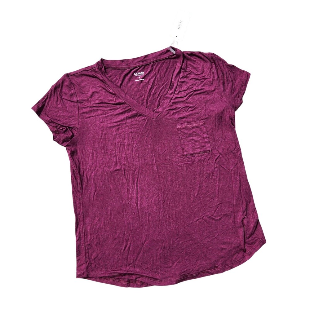 Alfani Women Purple Rayon Ultra-Soft Knit Lounge Sleepwear Pajama Top Size S