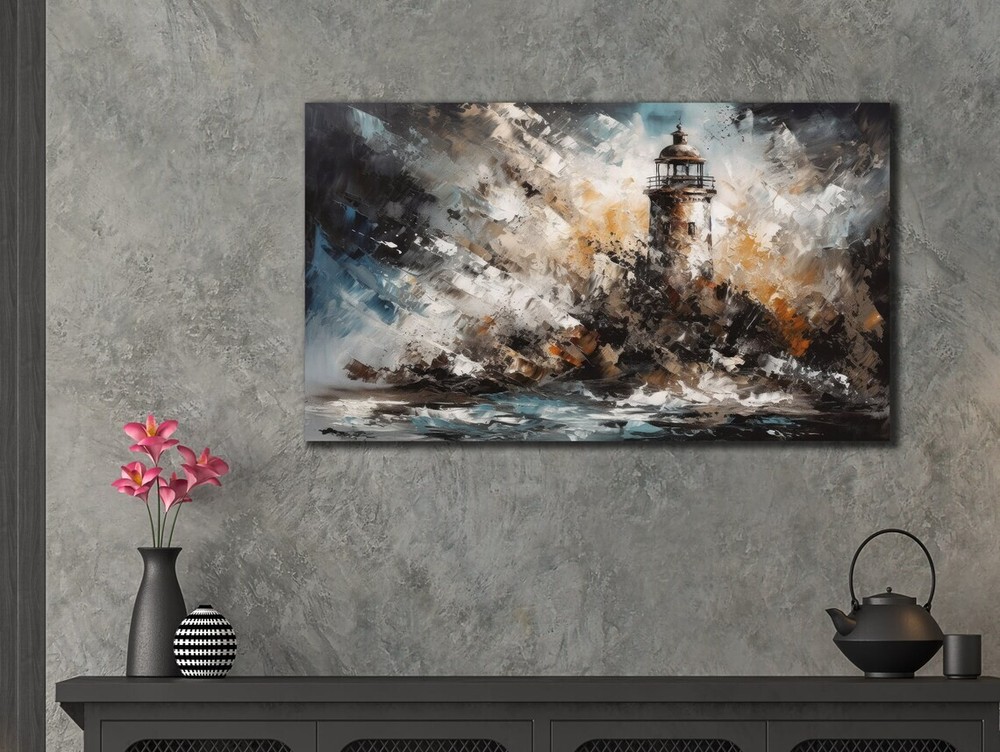 Abstract Lighthouse Seascape Painting Unframed Canvas Print Australian Wall Art
