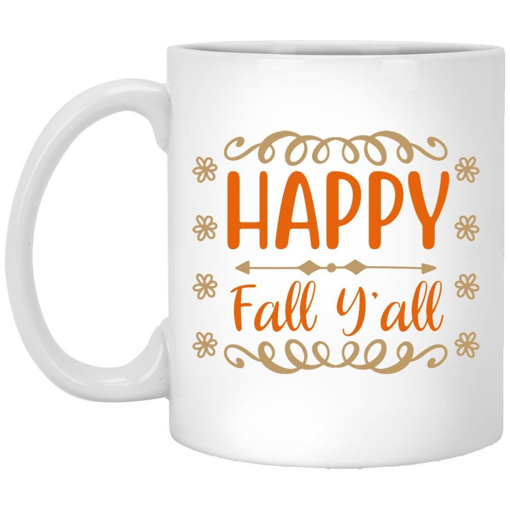 Thanksgiving Mug Happy Fall Y'all Coffee Mugs Gift For Mom Dad Grandma Grandpa