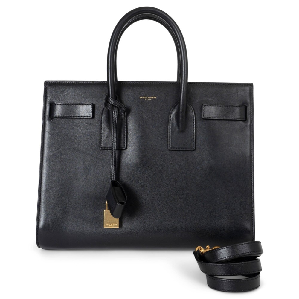 SAINT LAURENT SAC DE JOUR SMALL black leather tote bag 71161 auth