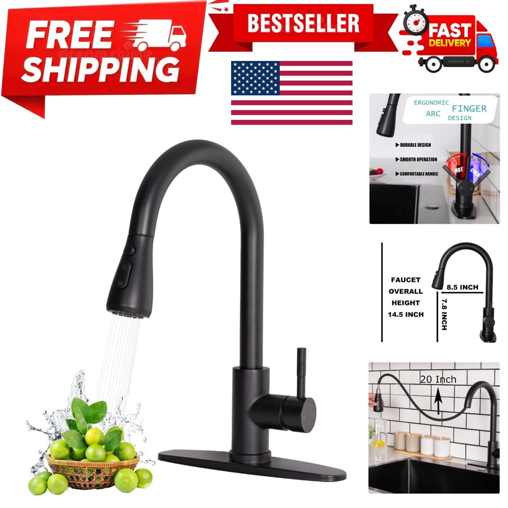 Contemporary Single Handle Kitchen Faucet – Durable Brushed Stainless Steel